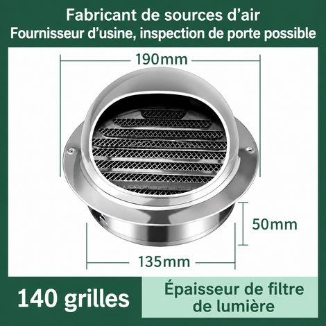 Chapeau de ventilation mural inox 201 épaissi 140 mm modèle économique garantie 80 ans 19 × 19 × 12,3 cm 178 g – Livraison gratuite
