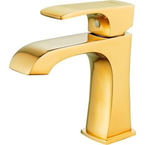 Robinet Salle Bain Or Laiton Monobloc Bec Cascade Moderne Mitigeur Lavabo, avec Flexibles G3/8’’ (1/5)
