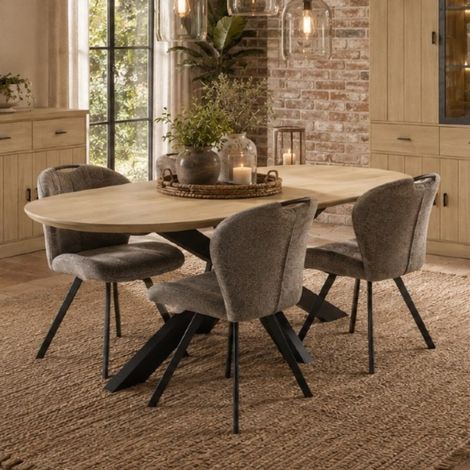 Table à manger ovale en bois avec pied central 190cm TEODORA (1/4)