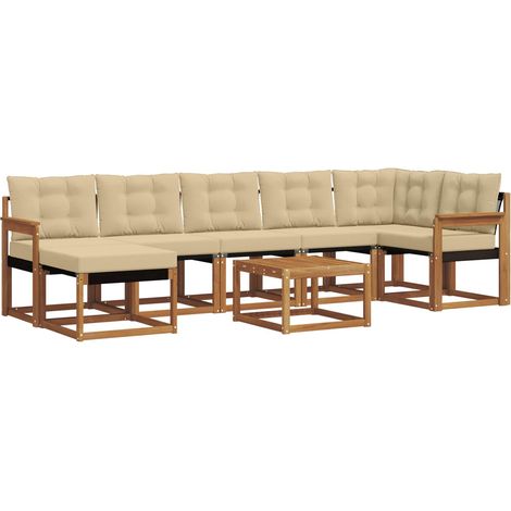Conjunto de sofás de exterior 8 uds. Natural y Beige vidaXL (1/5)