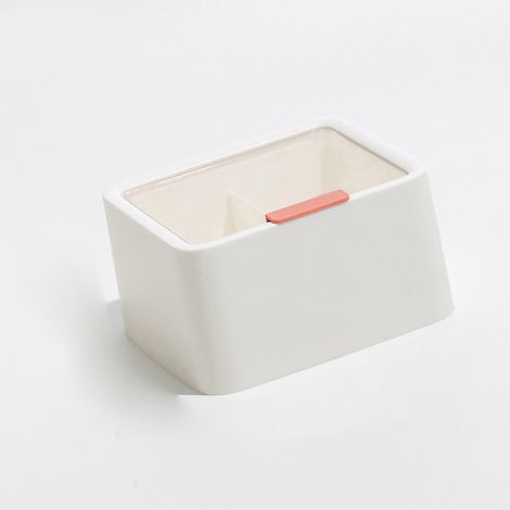 Große Lippenstift-Aufbewahrungsbox mit zwei Fächern, transparent, mit Deckel, weiß, ideal für Zuhause oder Büro. (1/4)