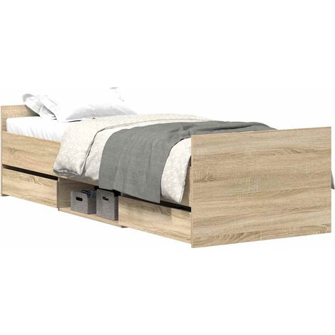 Maison Exclusive - Cadre de lit sans matelas chĂŞne sonoma 90x200 cm (1/5)