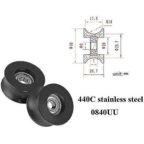 piezas de polea con ranura en U 0840uu Rueda con ranura tipo U Rueda guía de rodillo de polea en U 8x40x20,7 mm (4 piezas 8x40x20,7 mm) Edición Tw 0619