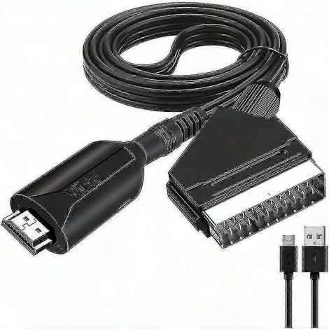 Câble HDMI vers SCART 1 mètre, connexion directe pratique pour conversion vidéo, modèle FK, compatible téléviseurs et appareils multimédia, qualité fiable. (1/5)