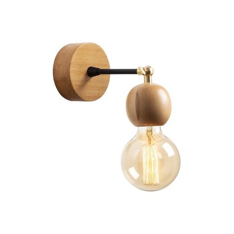 Aplique de pared, madera , natural, 10x10x14, casquillo E 27 Max 40 W