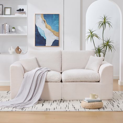 Sillón 101x102.5x84 cm beige en pana con cojín y asiento cómodo (1/5)