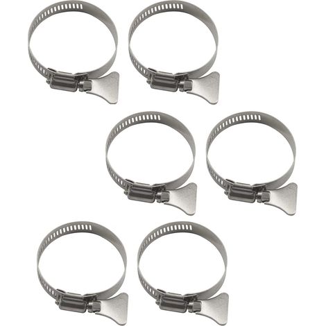 Verstellbare Schlauchschellen aus Edelstahl 304, 52–76 mm, 6 Stück