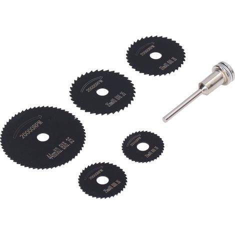 Lot de 6 disques de scie circulaire en acier rapide pour coupe métaux cuivre fer aluminium alliage plastique bois mandrin 1/8in (1/5)