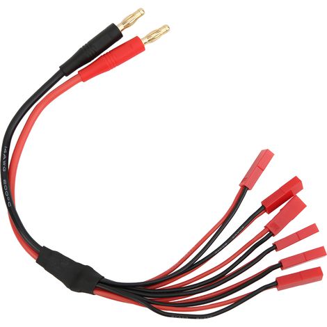 Connecteur Banane 4.0mm vers JST Femelle 6 Broches, Câble de Connexion 20CM pour Chargeur Imax B6 B6AC, Noir+Rouge (1/5)