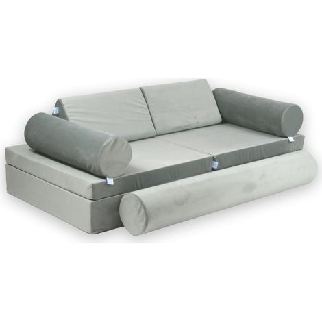 Canapé de jeu Montessori Premium en velours gris (1/5)