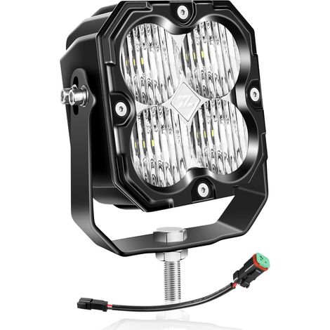 Phare de Travail LED 13CM 48W 12V 24V Flood pour Tracteur Voiture Feu Antibrouillard LED 6000K Blanc, Etanche IP67, pour 4x4 Quad Camion Offroad Véhicule Bateau ATV (1/5)
