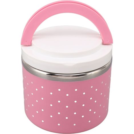 Große, runde, isolierte, auslaufsichere und tragbare Lunchbox, ideal für Schule, Büro und Reisen, rosa. (1/5)