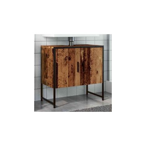 Armoire lavabo de salle de bain vieux bois 60x33x60 (1/5)