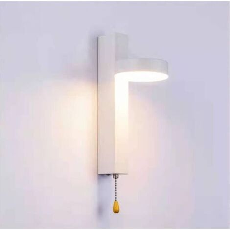 Wall lights, 9W tri-colour wall light, selectable wall light with pull switch for living room, bedrooms, stairs, kitchens. White. (1/4)