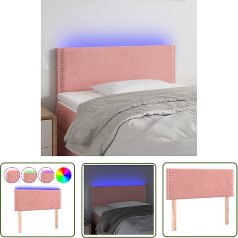 Tête de lit à LED Armoire de tête de lit Rose 100x5x78/88 cm Velours 17325 (1/5)