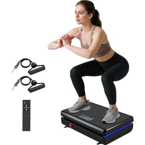 Plateforme vibrante à 120 niveaux d'intensité, 5 programmes prédéfinis, éclairage LED, bandes de résistance, surface antidérapante (1/5)