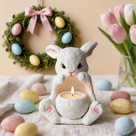 Ortviai Moule en silicone Lapin de Pâques - Un ensemble de deux moules en silicone pour réaliser des lapins de Pâques avec des chandeliers, moules en silicone 3D, pièces sur le thème du printemps. (1/5)