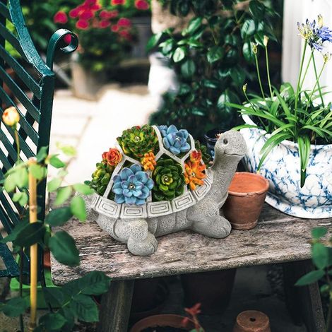 Statue de tortue pour jardin, objet décoratif d'extérieur, avec lumières LED, alimentée à l'énergie solaire, idéale pour les patios, les pelouses (1/4)