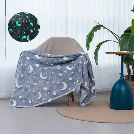 Couverture Luminescente - Gris 127 x 152 cm - En Flanelle et Laine de Mouton - Pour Chambre ou Salon - 1 Pièce (1/5)