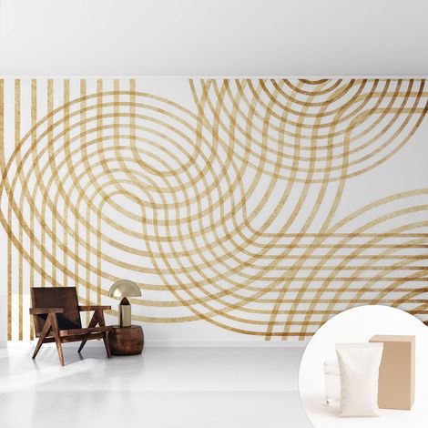 Tapete Tapete Vliestapete mit Kleber - Fototapete mit Motiv - Wandtapete modern - Wanddeko Geometrische Verflechtungen 416x254 cm (1/5)
