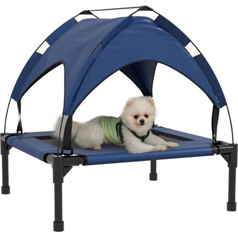 Water-Resistant Elevated Pet Canopy Bed with UV Protection for Small to Medium Dogs Up to 20kg - Dark Blue Color