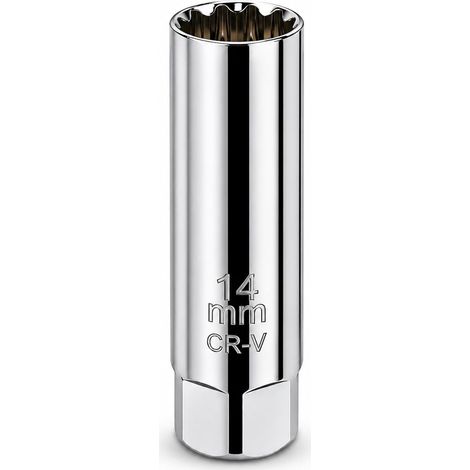 Douille Bougie 14 mm magnétique, Clé à Bougie 3/8" à 12 Pans Paroi Fine avec Clip Antidérapant, Outil pour Retirer Bougies d’Allumage, Précis et Durable, Accès Facile aux Moteurs, Essence et Diesel (1/5)