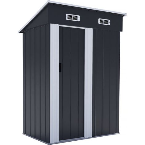 Caseta de jardín metálica "Memphis" con puerta corredera - 1,36 m² - Gris