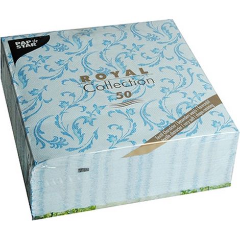 Papstar, 50 tovaglioli "Royal Collection" 1/4 piegati 40 cm x 40 cm, turchese "Damascato", 85003