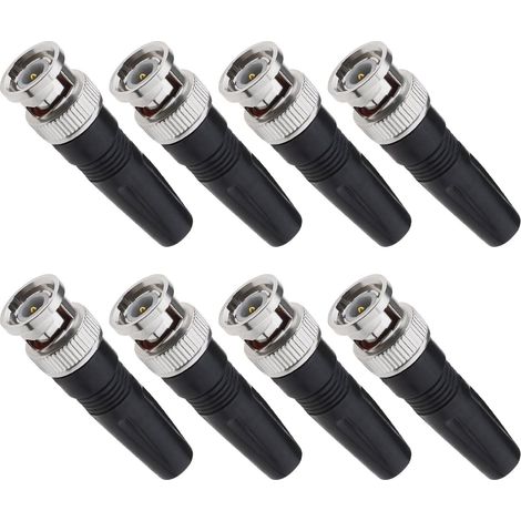 8pcs BNC Connecteur Mâle Remplacement BNC Mâle Adaptateur à Souder Accessoires pour CCTV Système de Sécurité à Domicile Caméra Audio Caoutchouc (1/5)