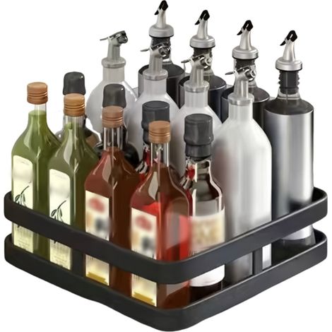 Étagère de rangement de cuisine rotative à 360 degrés, support pour épices, boîte de rangement pour huile, sel, sauce, vinaigre, support pour pots d'épices (1/5)