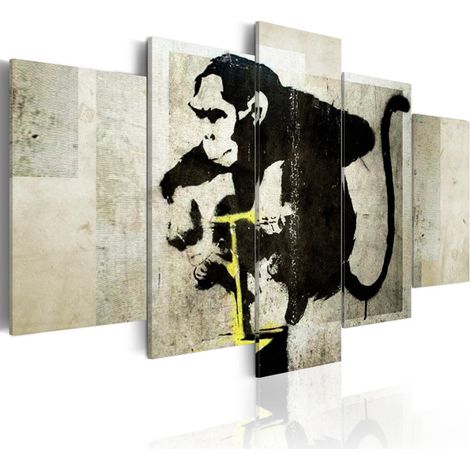 Tableau Imprimé "Monkey TNT Detonator - Banksy" 100 x 200 cm (1/2)