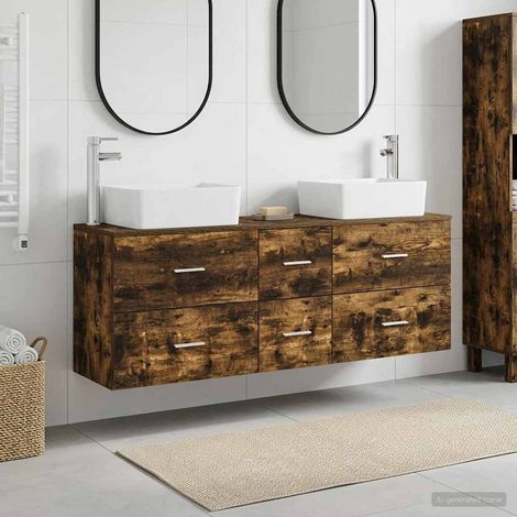 vidaXL Bathroom Cabinet Set 3 pcs Smoked Oak 136 x 35 x 80 cm (1/5)