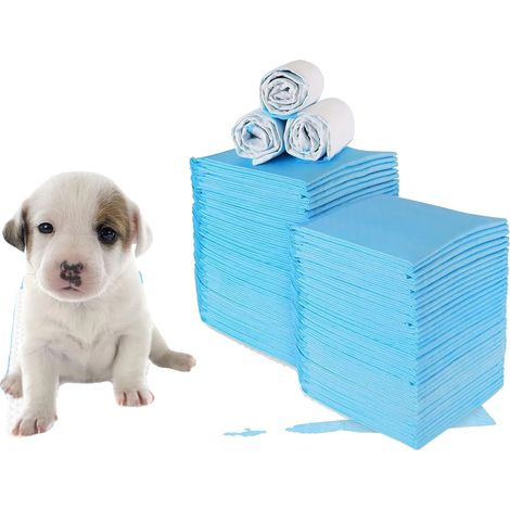 Tapis pour chiots, matériau absorbant, 100 unités, bleu blanc (1/2)