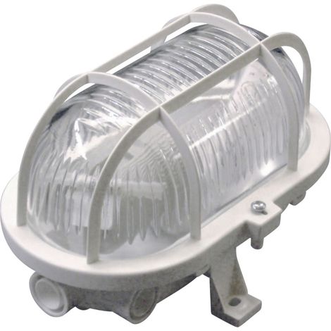 MÜLLER-LICHT Feuchtraumleuchte, 20300022, OVAL Leuchte + Schutzkorb, weiß