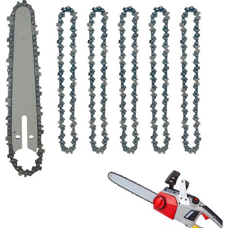 Lot de 5 mini chaîne de rechange avec barre de guide de rechange, 6 pouces chaîne pour tronçonneuse électrique, 37 maillons de transmission chaîne de rechange tronçonneuse pour menuiserie et (1/5)