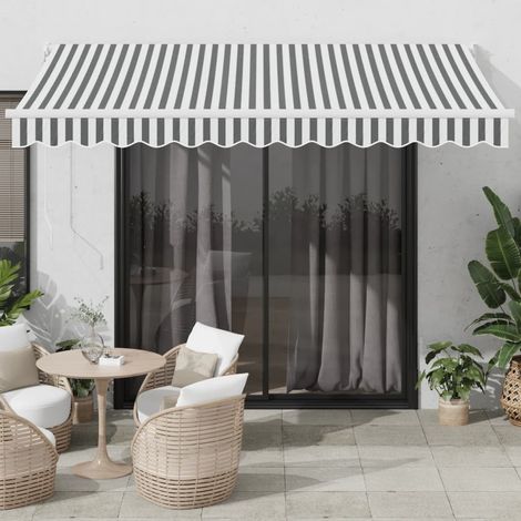 Markise Einziehbar Anthrazit & Weiß 3,5x2,5 m Stoff & Aluminium