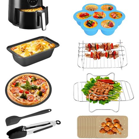 Heißluftfritteuse Zubehörset, Grill- und Dampfgestell, Pizzapfanne und Werkzeuge, A (1/2)