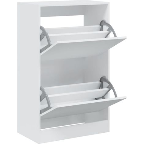 Maison Exclusive - Zapatero de madera de ingeniería blanco 60x34x