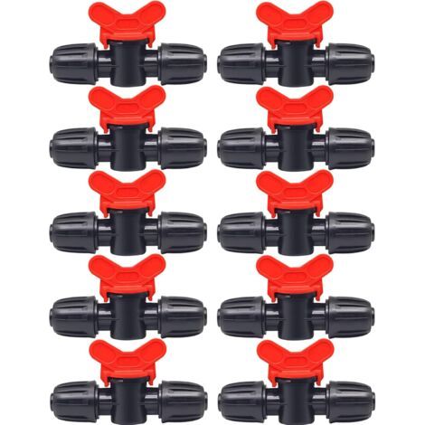 BUNTHAUS 10 Pièces Vanne Commutation d'Irrigation, Irrigation Pipe Valve Switch, Robinet Jardin en Plastique PE, Robinet Barbelé Double Mâle, pour L'irrigation des Pelouses de Jardin, pour 16mm Tuyau (1/5)