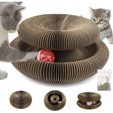 Griffoir Chat Pliable en Carton - Centre d'Activités Interactif avec Balle et Cataire