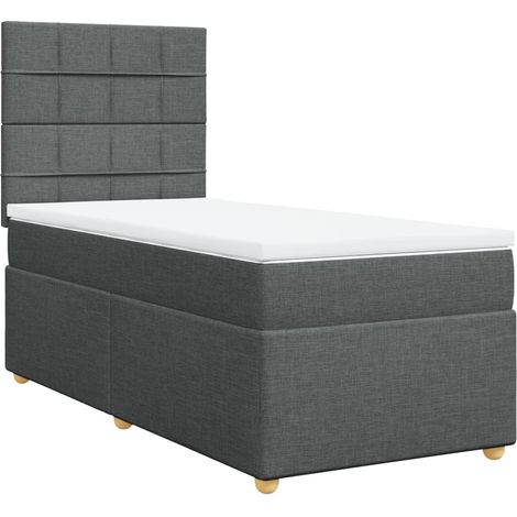 Maison Exclusive - Cama box spring con colchón tela gris oscuro 9 (1/5)