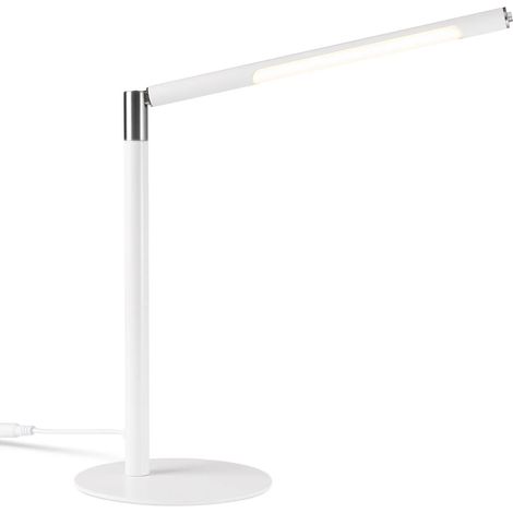 (Blanc) Lampe de bureau en métal de haute qualité, mini lampe de bureau moderne et minimaliste USB, LED protégeant les yeux.