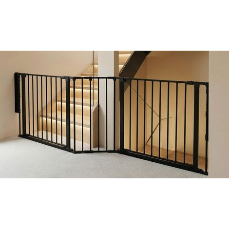 Safetots Two Door Multi Panel Solution for Up and Down Staircases, Black, 194cm of length, includes 2 Door Opening Panels