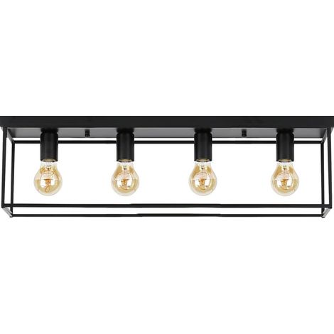 GBLY Deckenleuchte E27 Deckenlampe Vintage - Schwarz industrial Wohnzimmerlampe für Schlafzimmer Wohnzimmer Retro Lampe aus Metall mit 4 Flammig Deckenbeleuchtung für Küche Flur max. 25W