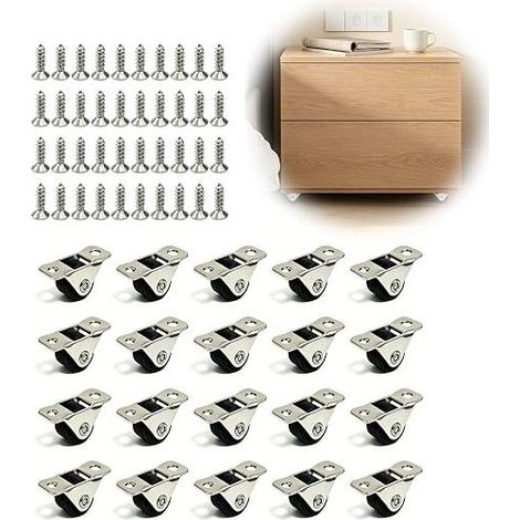 Mini Furniture Casters Screws Quiet Traceless Flat Wheels Wardrobe Drawer Storage Box Plant Holder Office Kitchen Bedroom