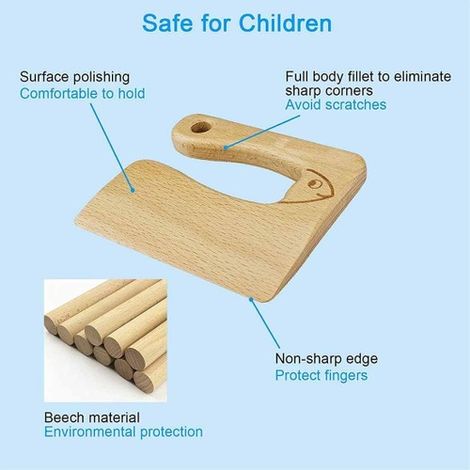 Couteau de Cuisine en Bois pour Enfants,Couteau Enfant Montessori Jouet,Couteaux en Bois,Couteau en Bois Sécurisés pour Enfants pour la Cuisine,Fruits Et Légumes Hachoir,pour les 2-10 ans (Fish) (1/4)