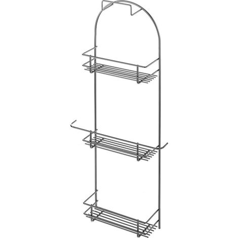 Rangement produit entretien en acier chromé – Dimensions : 825 mm hauteur, 377 mm largeur, 102 mm profondeur – À visser en applique – Vibo