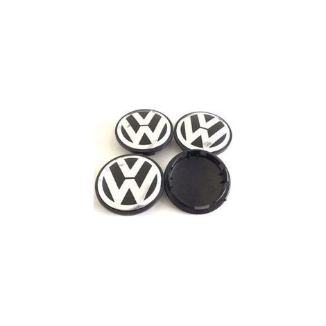 Cache-moyeux pour Volkswagen 65mm – Lot de 4 – Noir/Chrome – PC+ABS – Protection contre poussière et débris - 3B7601171 (1/4)