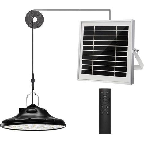 100Leds 1200LM Lampe Solaire Exterieur,3 Mode Lampe Suspendue Solaire,Panneau Solaire Réglable,4 Luminosité avec TéLéCommande,IP66 étanche Eclairage Led pour Jardin,Camping/Pergola/Balcon/Terasse [Cla (1/4)