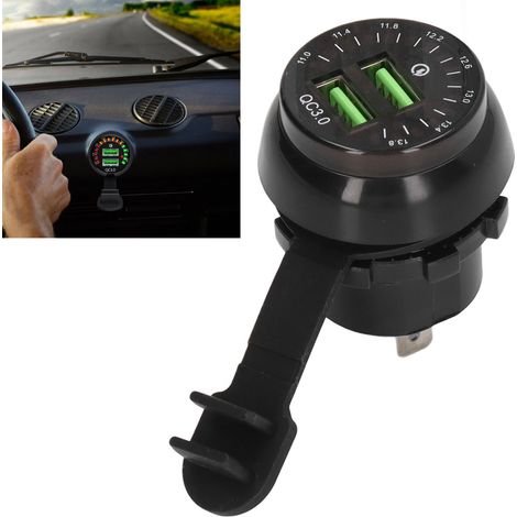 Chargeur de voiture 12 V modifié 15 W avec deux ports USB QC3.0 et écran couleur voltmètre (CS-134) pour voitures et bateaux (1/5)